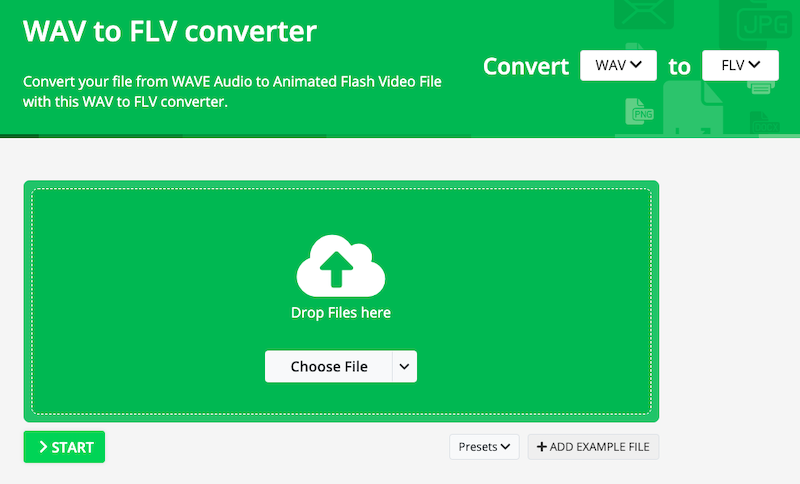 在 Online-convert.com 在線將 WAV 文件轉換為 FLV