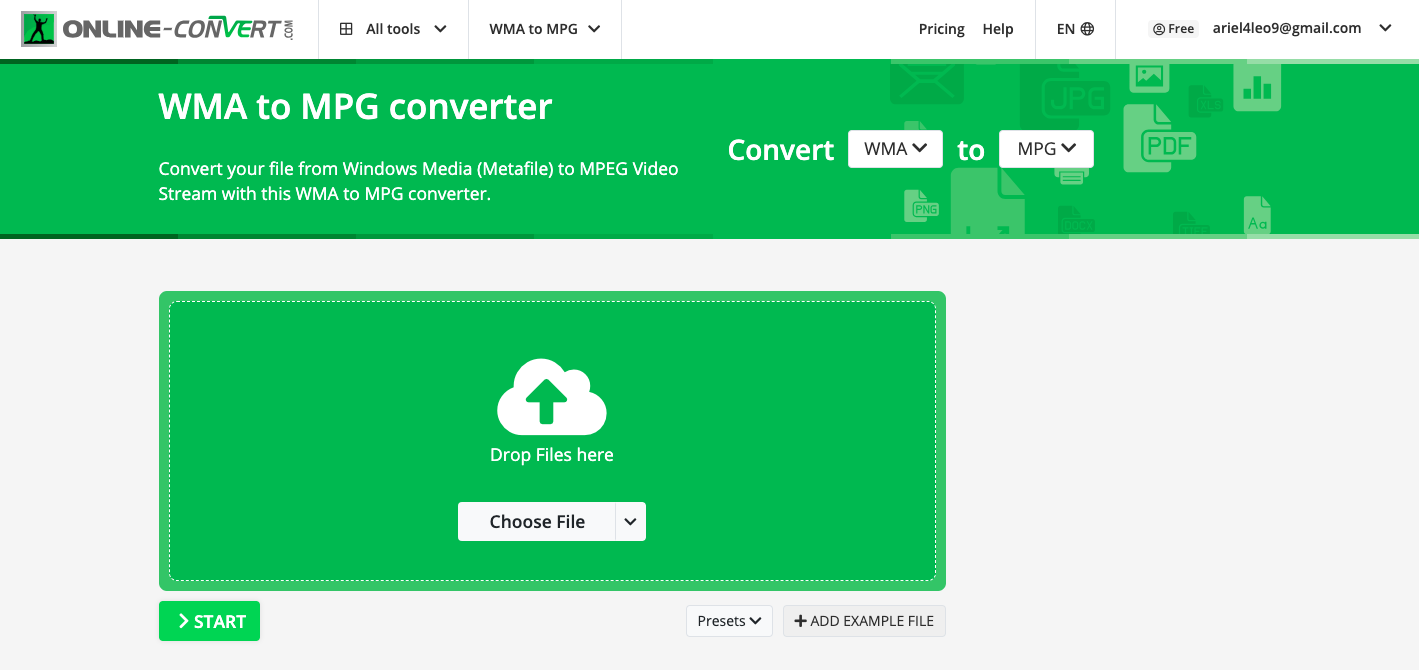 使用 Online-convert.com 將 WMA 轉換為 MPG