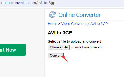 透過 Onlineconverter.com 將 AVI 轉換為 3GP