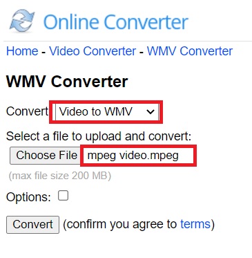 使用在線工具將 MPEG 轉換為 WMV