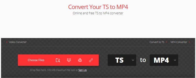 使用Convertio將TS轉換為MP4