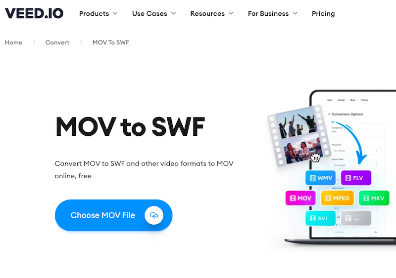 通過 Veed.io 將 MOV 轉換為 SWF