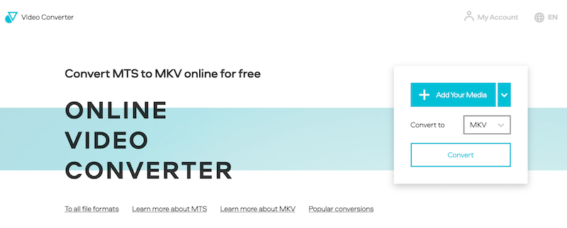 使用 VideoConverter.com 將 MTS 轉換為 MKV