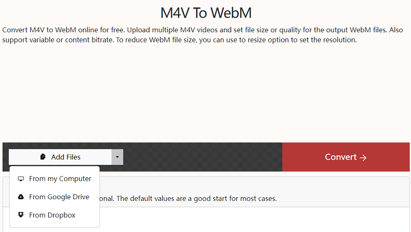 免費將 M4V 轉換為 WebM